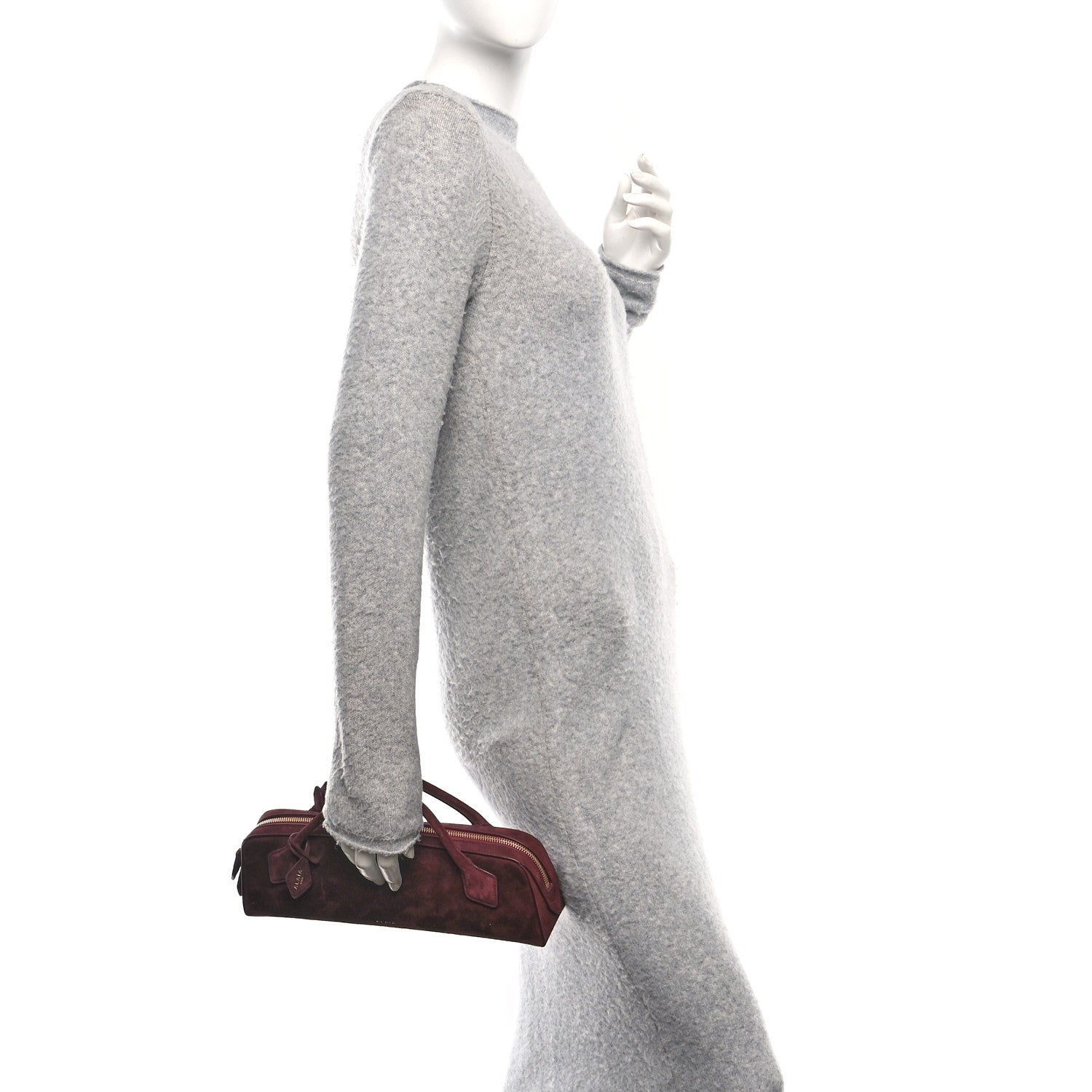 Alaia Suede Goatskin Teckel Clutch Rouge Grenat 2 of 11