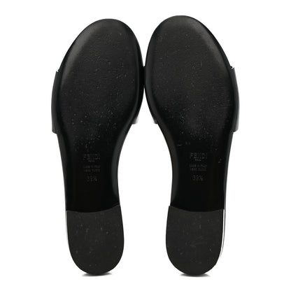 Fendi Vitello Cuoio Baguette Flat Slide Sandals 39.5 Black 6 of 9