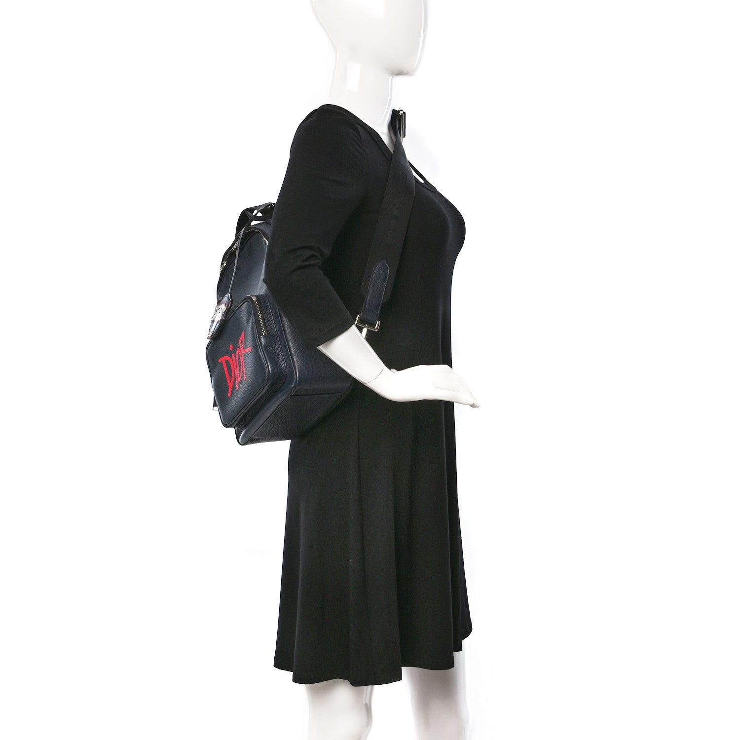 Christian Dior X SHAWN STUSSY Grained Calfskin Ox Head Crossbody Backpack Navy Blue 2 of 8