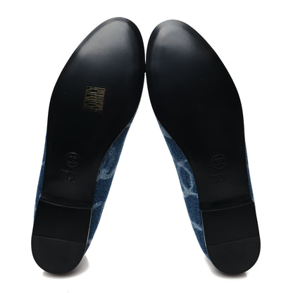 Chanel Denim Printed CC Cap Toe Ballerina Flats 39.5 Blue White 5 of 8