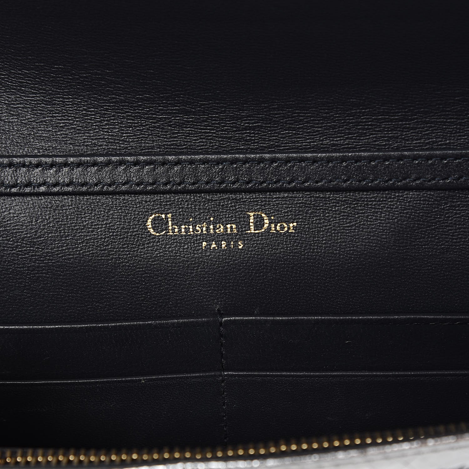 Christian Dior Metallic Ceramic Effect Deerskin Diorama Wallet on Chain Pouch Silver 6 of 11
