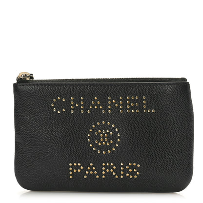 Chanel Caviar Studded Deauville Cosmetic Pouch Black 1 of 8