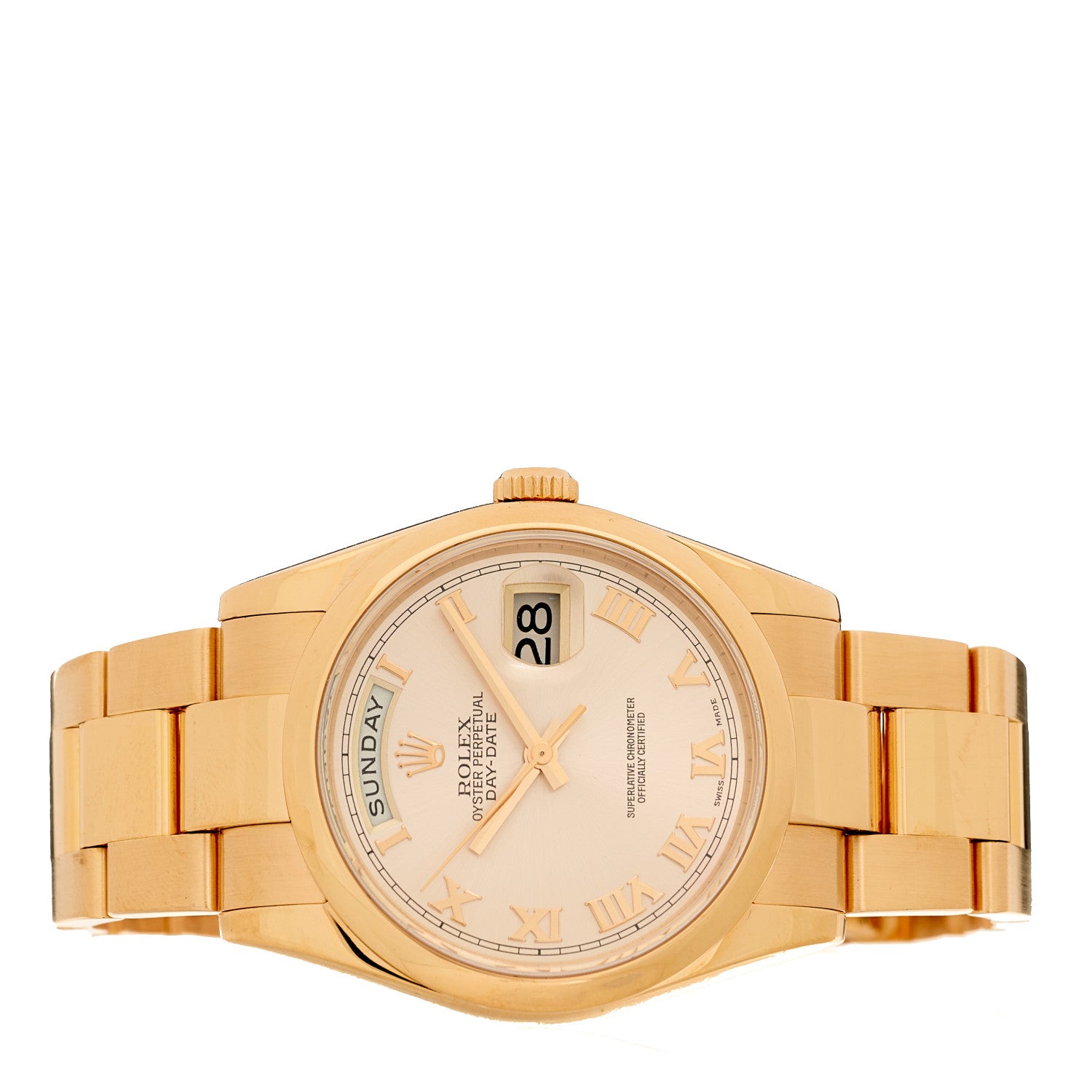 Rolex 18K Everose Gold 36mm Oyster Perpetual Day-Date Watch Champagne Roman 118205 2 of 4