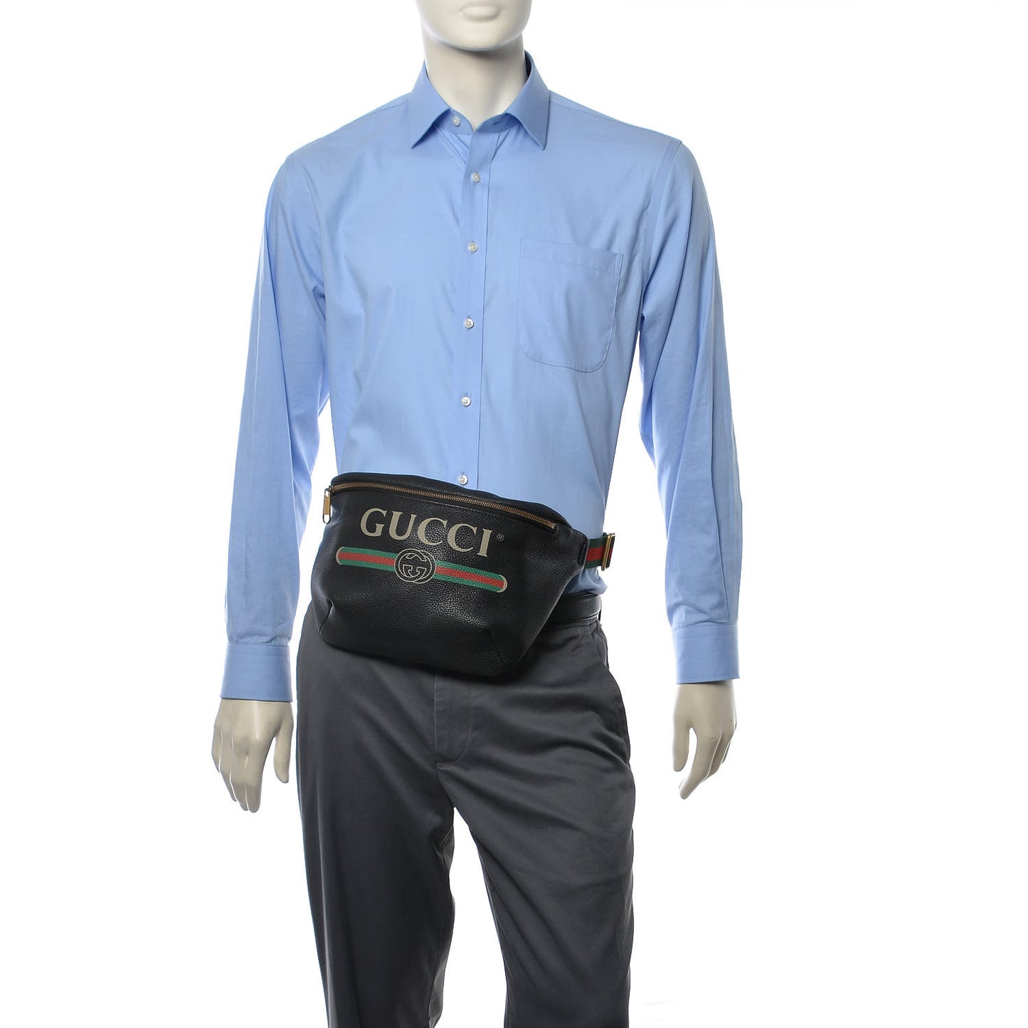 Grained Calfskin Logo Belt Bag Black