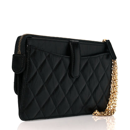 Chanel Aged Calfskin Quilted 2.55 Reissue Pouch With Chain Handle Black 3 of 11