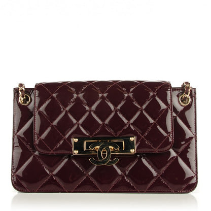 Chanel Patent Quilted Golden Class Accordion Flap Burgundy 1 of 7