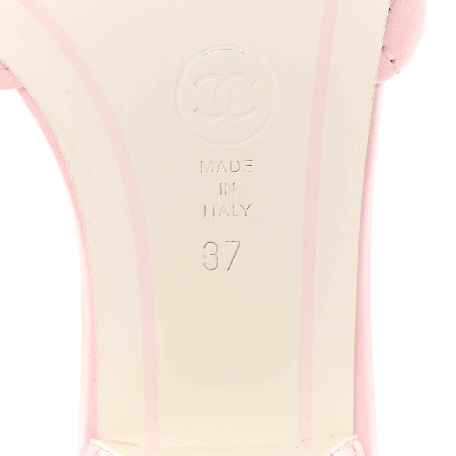 Chanel Lambskin Quilted Textured CC Mules 37 Light Pink 8 of 9