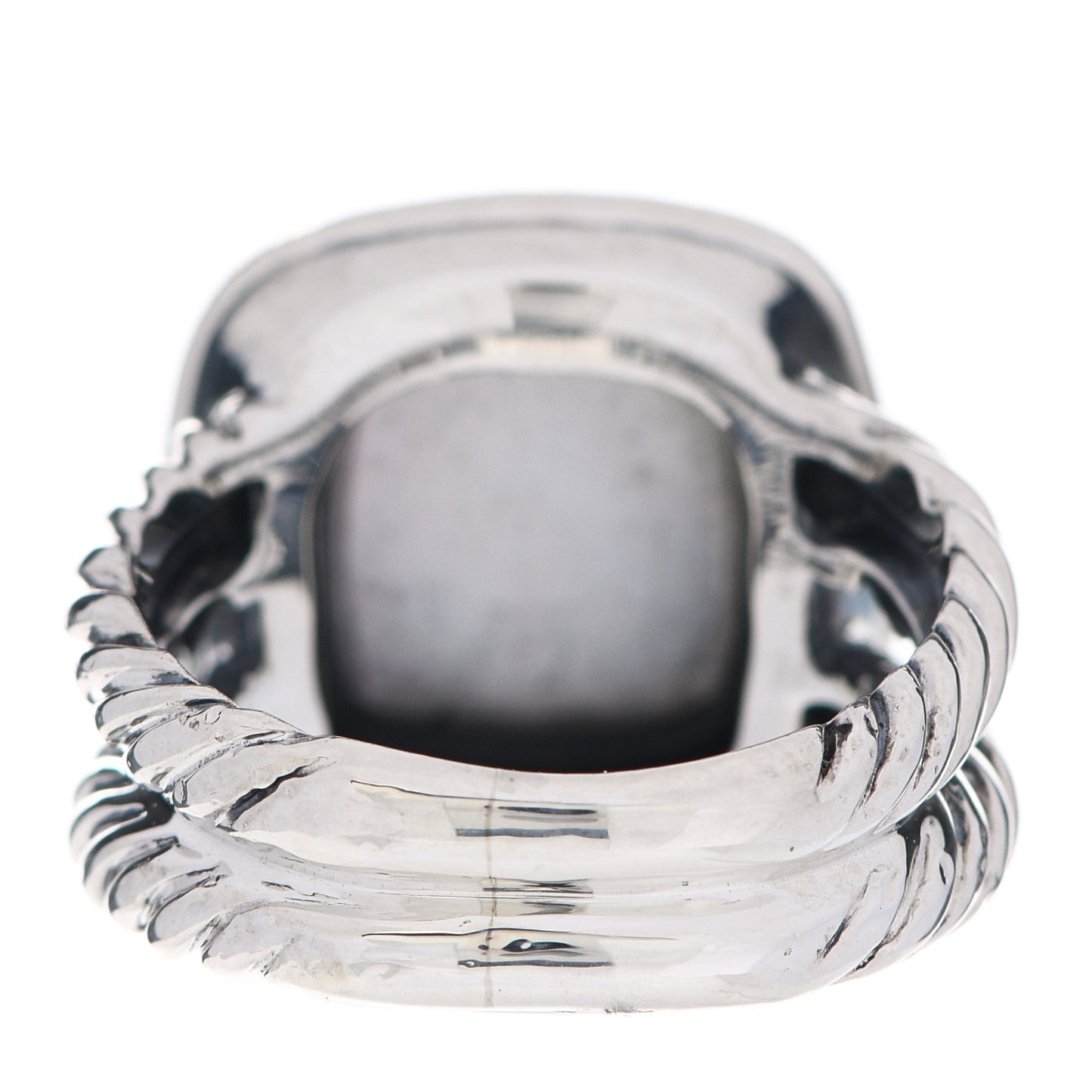 Sterling Silver Diamond Black Mother of Pearl 11mm Albion Ring 51 5.75