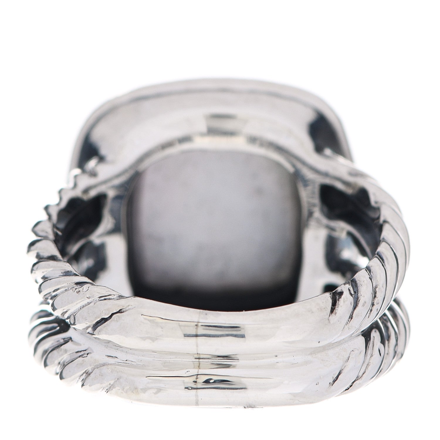 David Yurman Sterling Silver Diamond Black Mother of Pearl 11mm Albion Ring 51 5.75 4 of 7