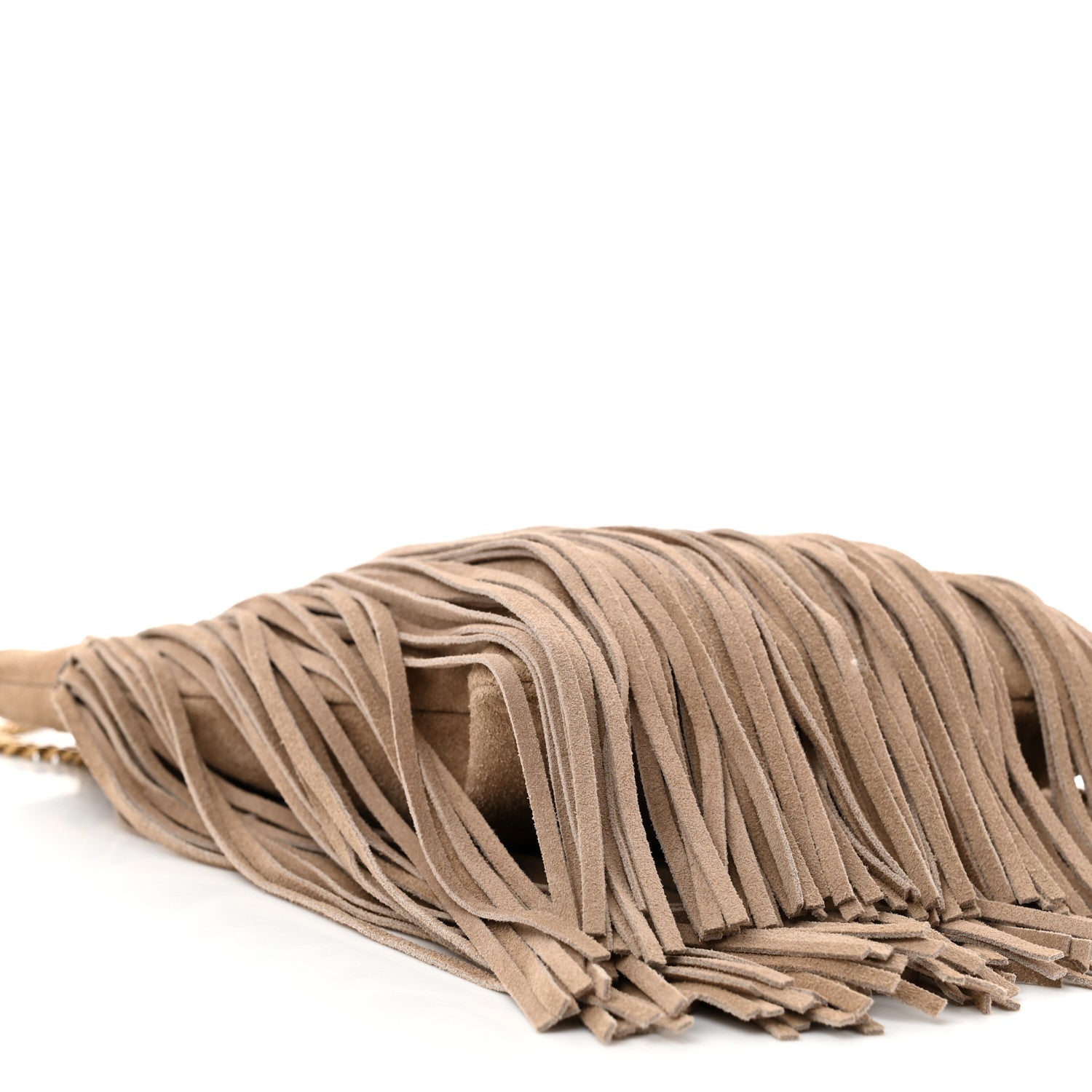 Saint Laurent Suede Calfskin Small Grace Fringed Hobo Bag Dusty Grey 9 of 10