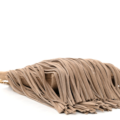 Saint Laurent Suede Calfskin Small Grace Fringed Hobo Bag Dusty Grey 9 of 10