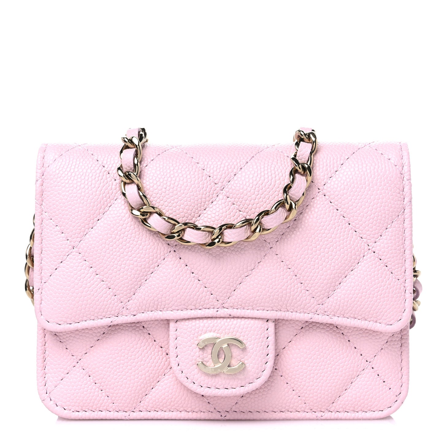 Caviar Quilted Mini Chain Bag Pink
