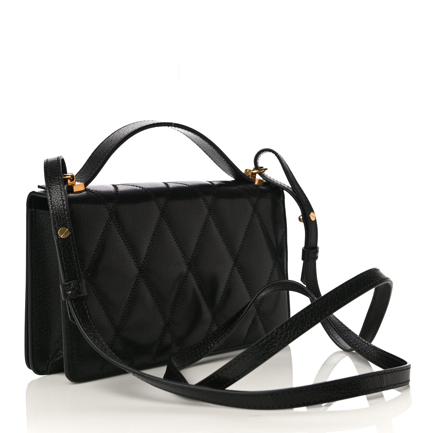 Givenchy Goatskin Quilted GV3 Strap Wallet Black 2 of 10