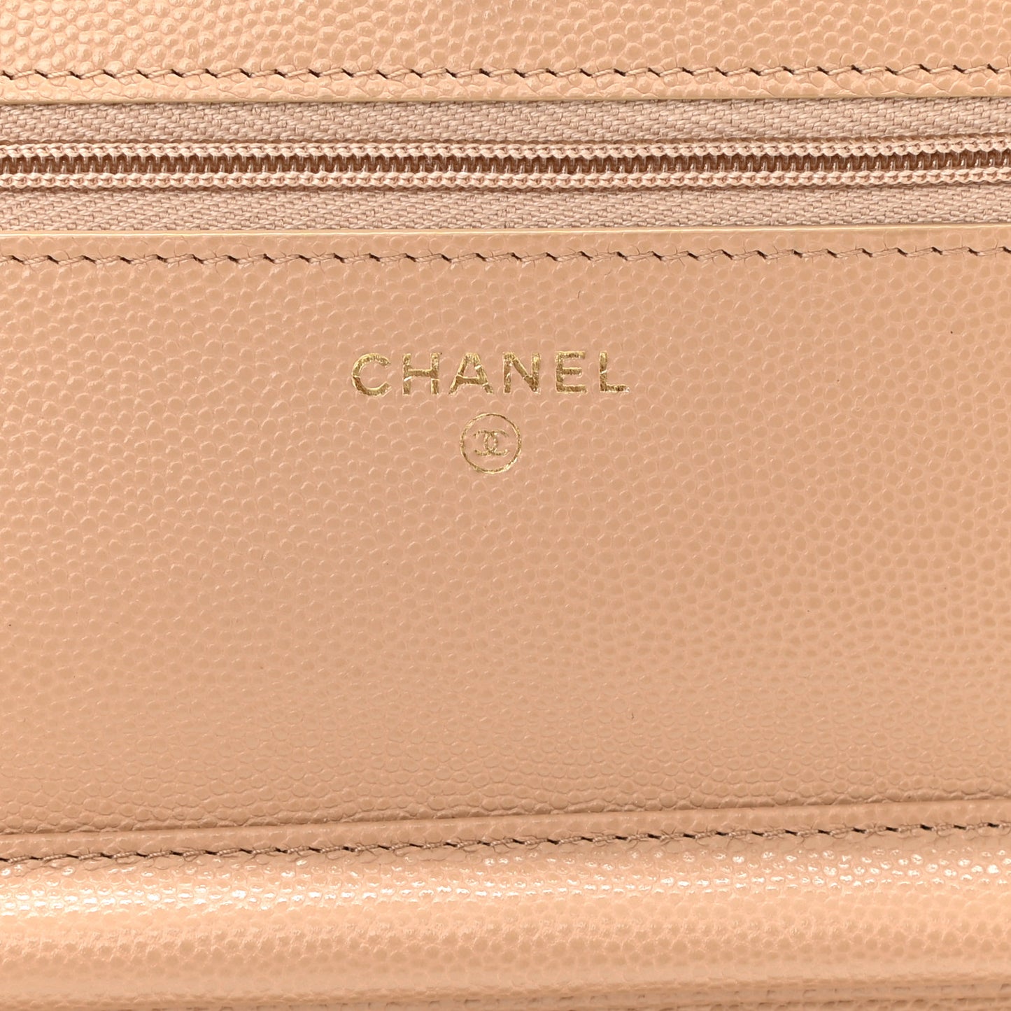 Caviar Quilted Wallet On Chain WOC Beige