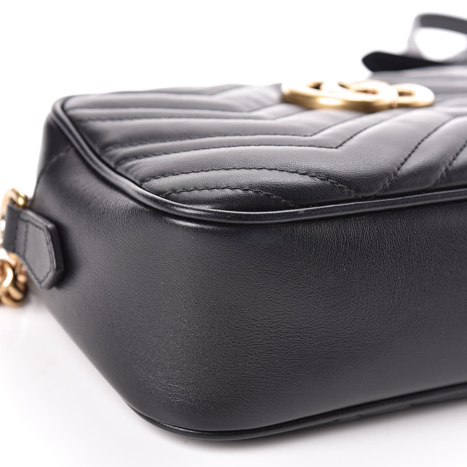 Gucci Calfskin Matelasse Small GG Marmont Chain Shoulder Bag Black 8 of 12