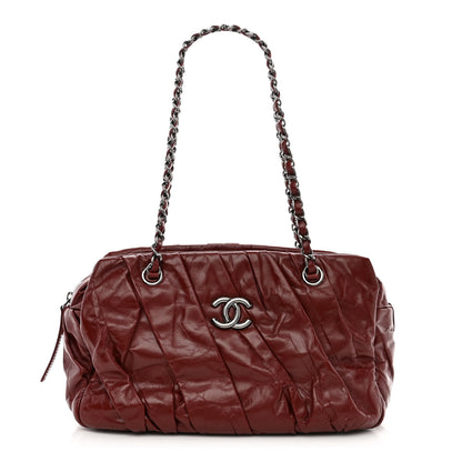 Chanel Glazed Calfskin Twisted Bowling Bag Red 1 of 12