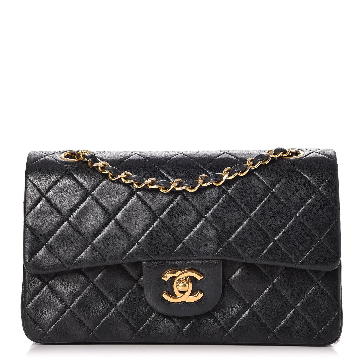 Lambskin Quilted Small Double Flap Black