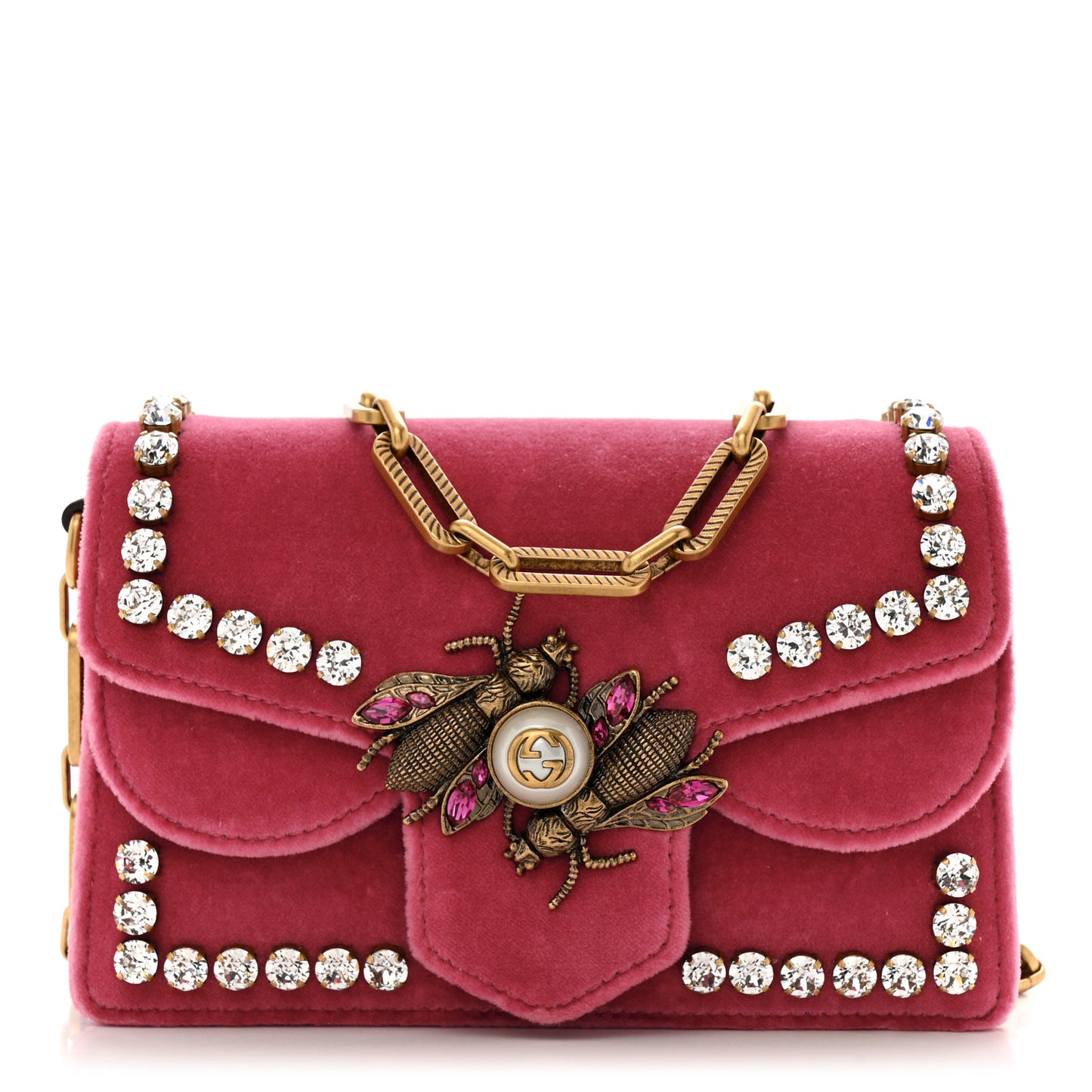 Velvet Crystal Mini Bee Broadway Shoulder Bag Light Raspberry Rose