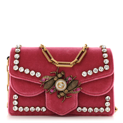 Gucci Velvet Crystal Mini Bee Broadway Shoulder Bag Light Raspberry Rose 1 of 13