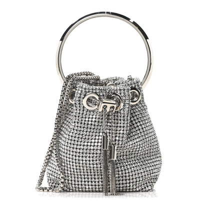 Jimmy Choo Satin Crystal Embellished Micro Bon Bon Bag Silver 1 of 9