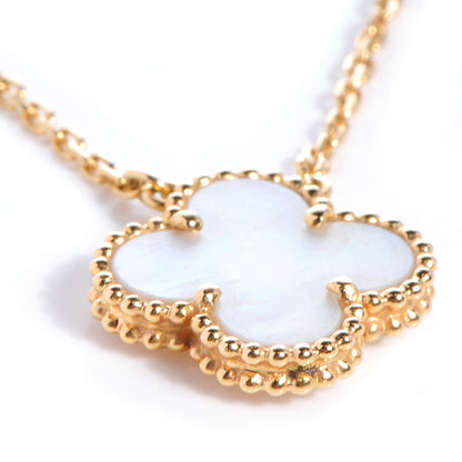 Van Cleef & Arpels 18K Yellow Gold Mother of Pearl Vintage Alhambra Pendant Necklace 4 of 6