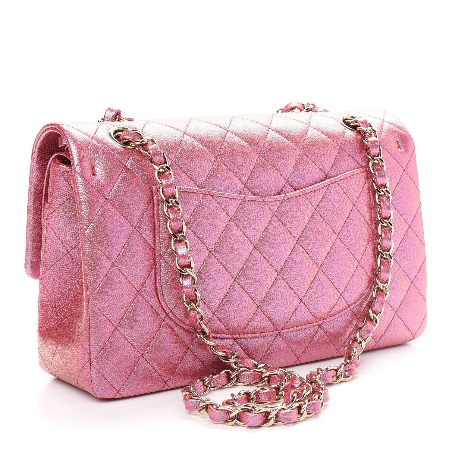 Chanel Iridescent Caviar Quilted Medium Double Flap Dark Pink 3 of 9