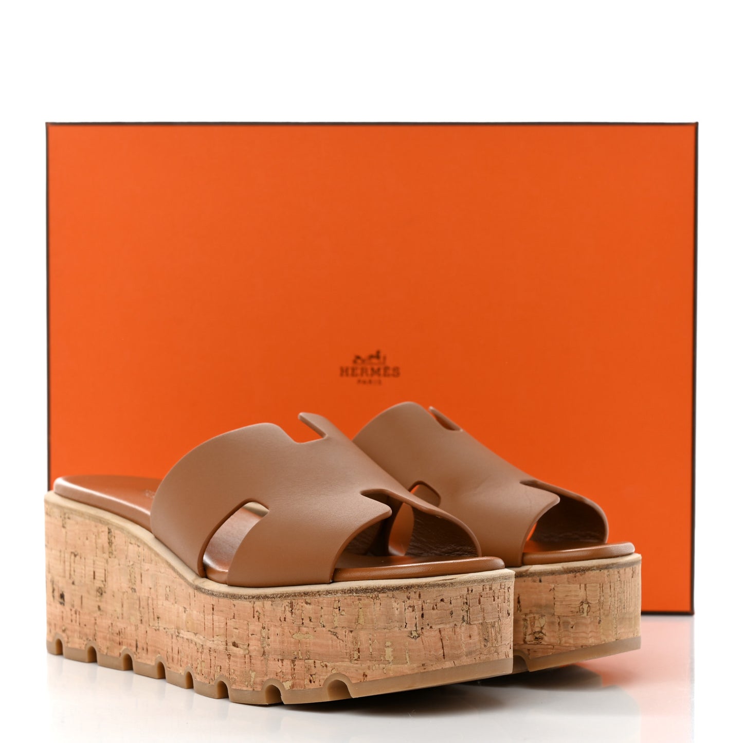 Calfskin Cork Eze 30 Sandals 38 Marron Glaise