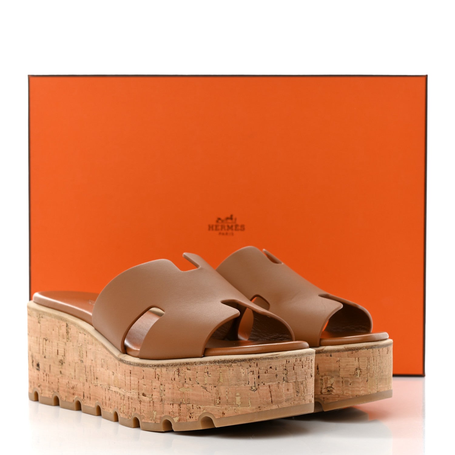 Hermes Calfskin Cork Eze 30 Sandals 38 Marron Glaise 9 of 9