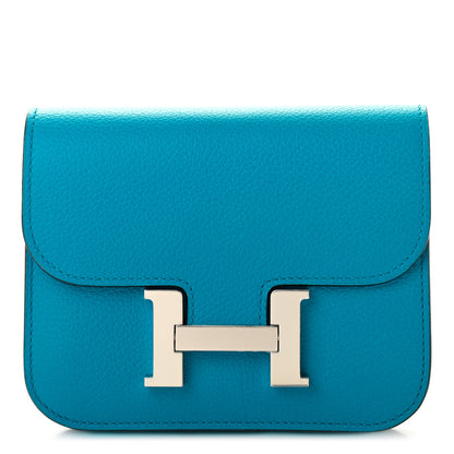 Hermes Evercolor Bi-Color Constance Slim Wallet Bleu Frida Rose Mexico 3 of 12