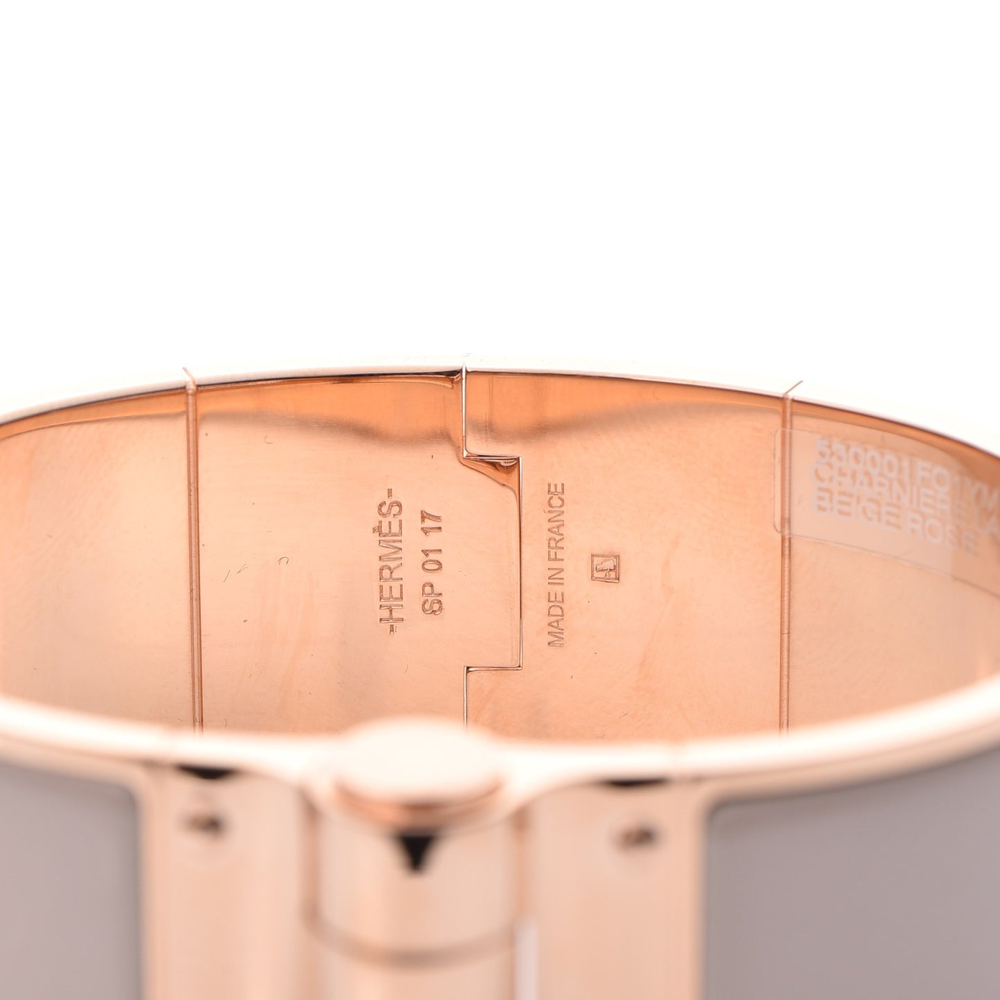 Enamel Charniere Uni Wide Hinged Bracelet M Beige Rose
