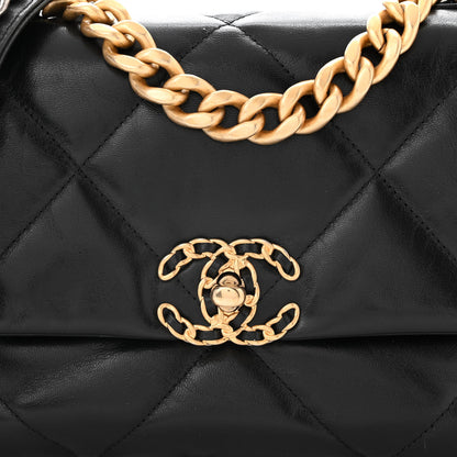 Chanel Shiny Goatskin Quilted Medium Chanel 19 Flap Black 8 of 10