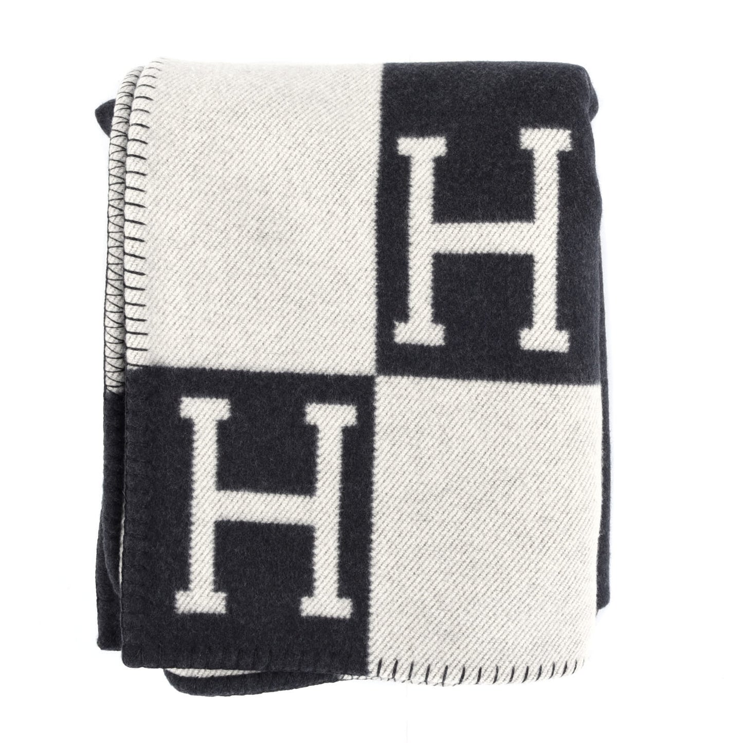 Wool Cashmere Avalon Blanket Ecru Gris Fonce