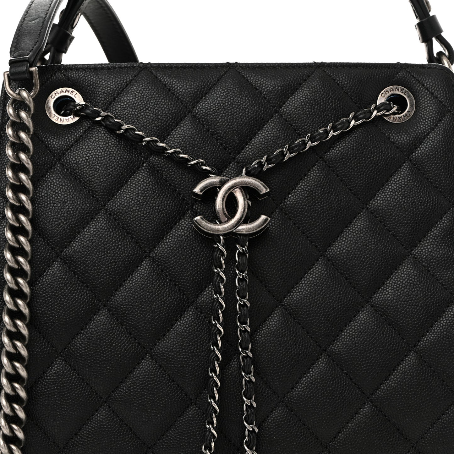 Caviar Quilted Medium CC Bucket Bag Black