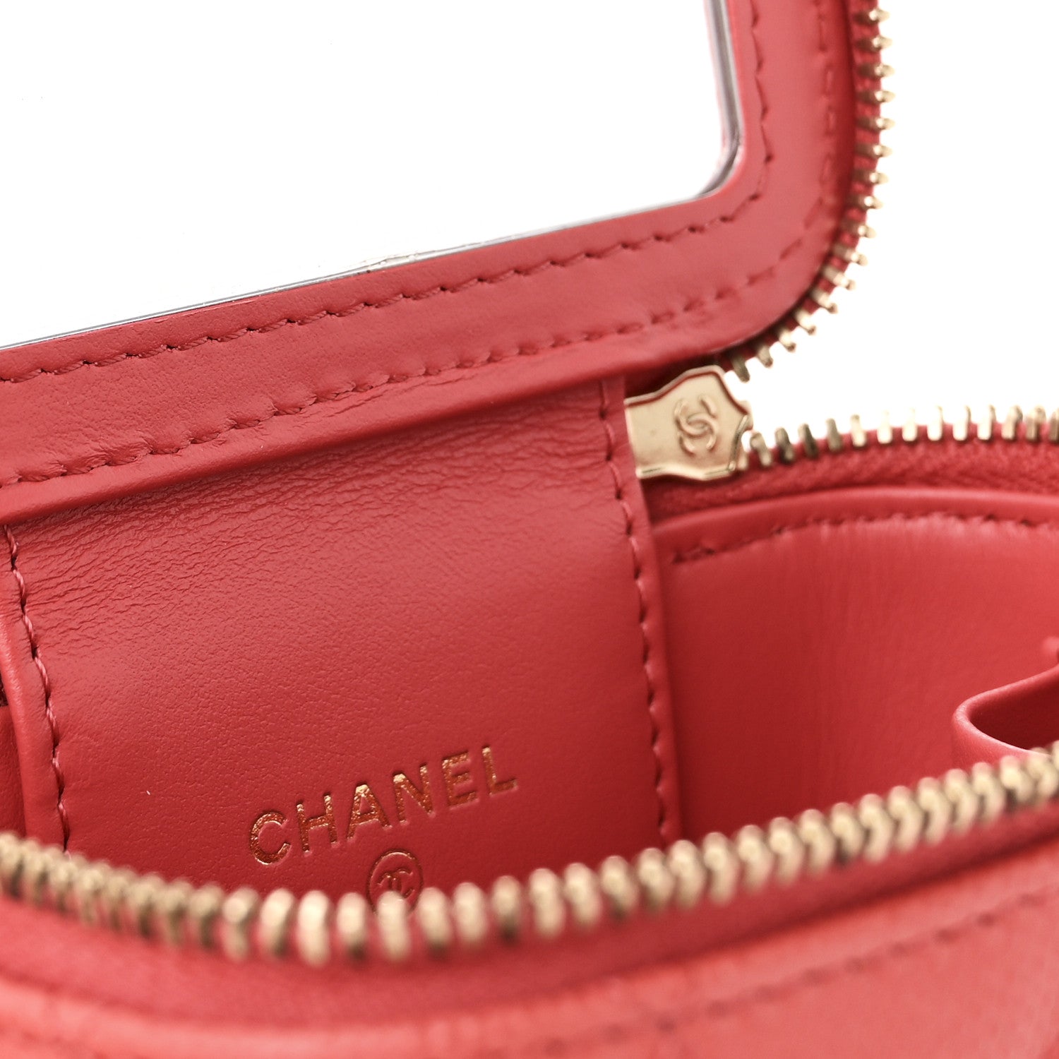 Chanel Caviar Quilted Mini Vanity Case With Chain Dark Pink 6 of 11
