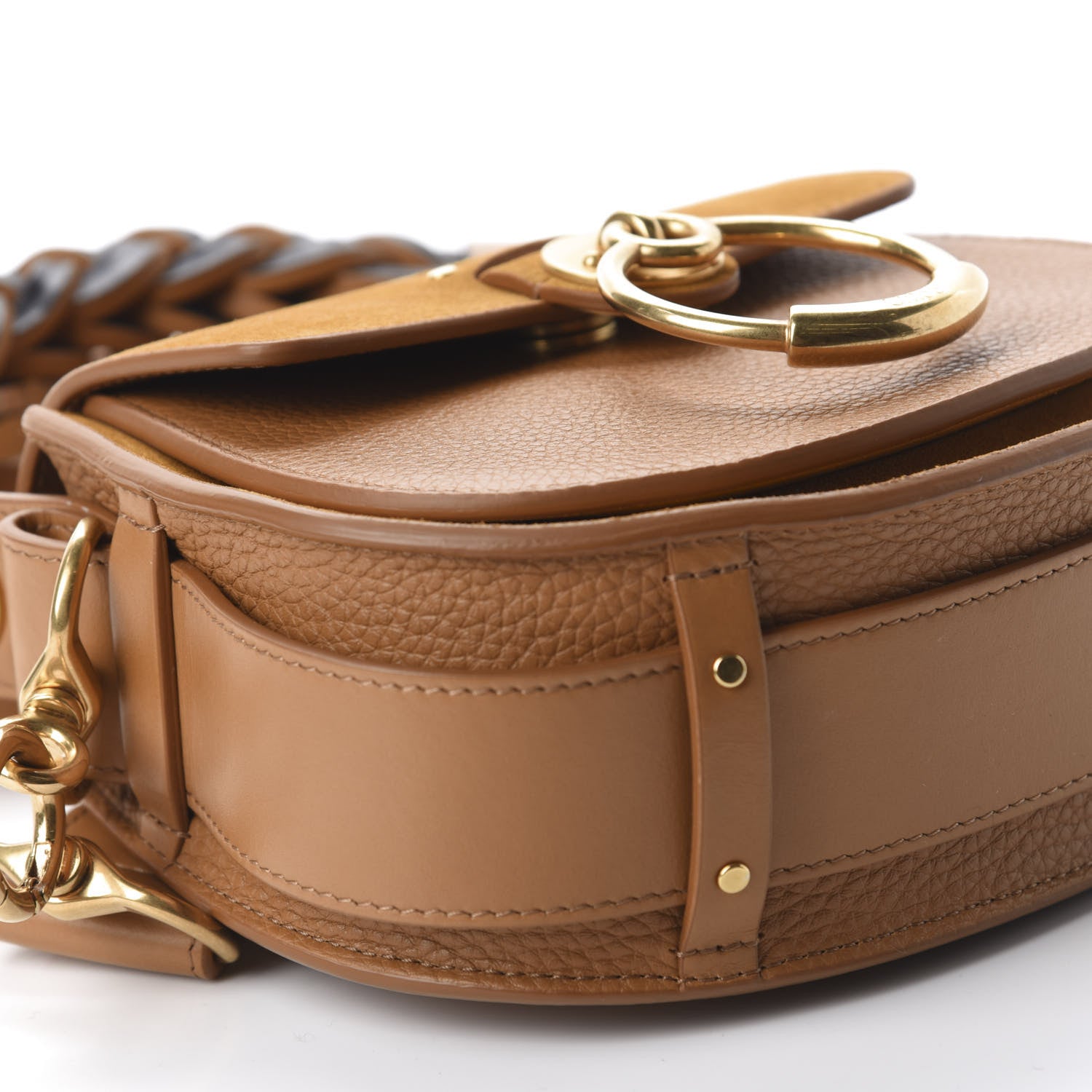 Chloe Calfskin Suede Small Braided Tess Bag Autumnal Brown 6 of 9