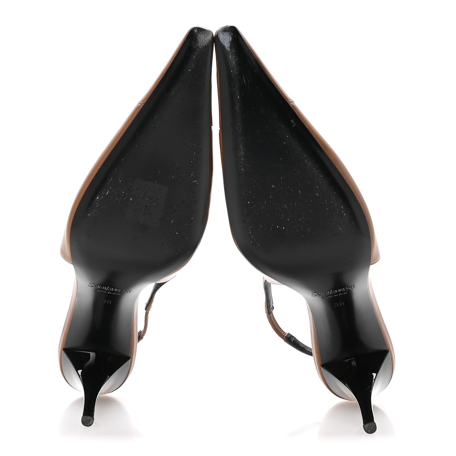 Saint Laurent Nappa Babylone Breteuil Slingback Pumps 36 Macadamia 6 of 8