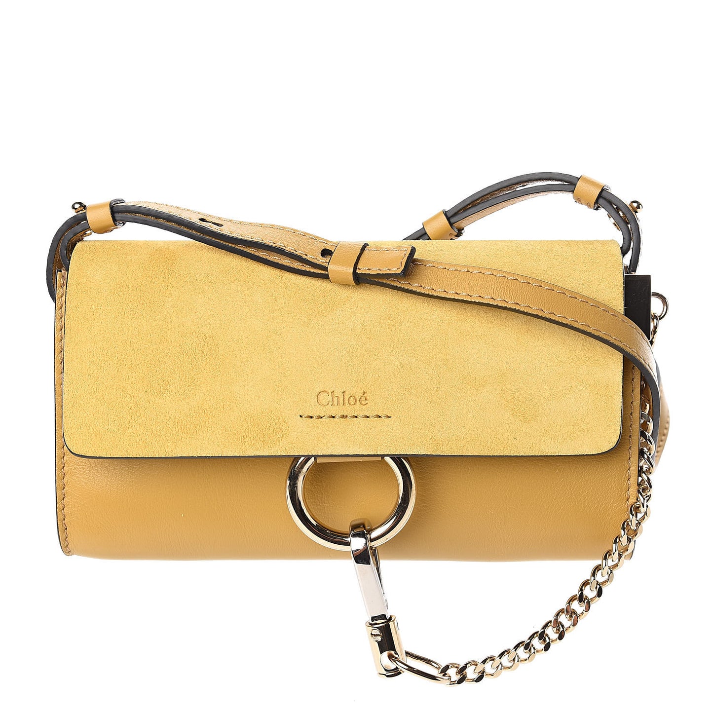 Suede Calfskin Mini Faye Shoulder Bag Dusty Yellow