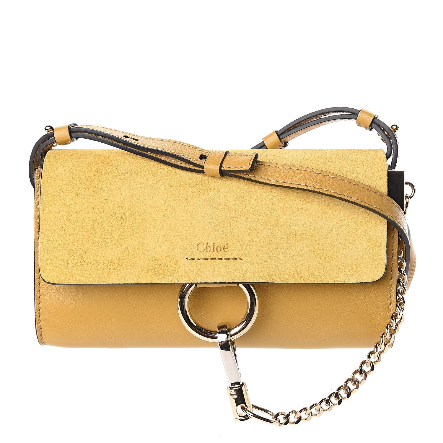 Chloe Suede Calfskin Mini Faye Shoulder Bag Dusty Yellow 1 of 10