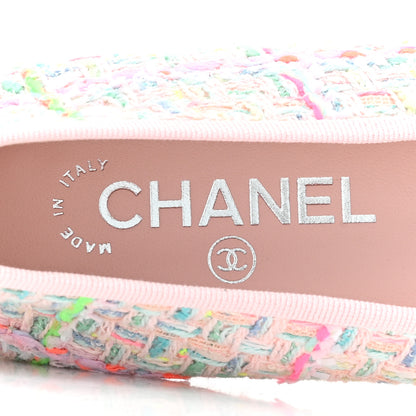 Chanel Tweed Patent Cap Toe Ballerina Flats 38 Pink White 7 of 10