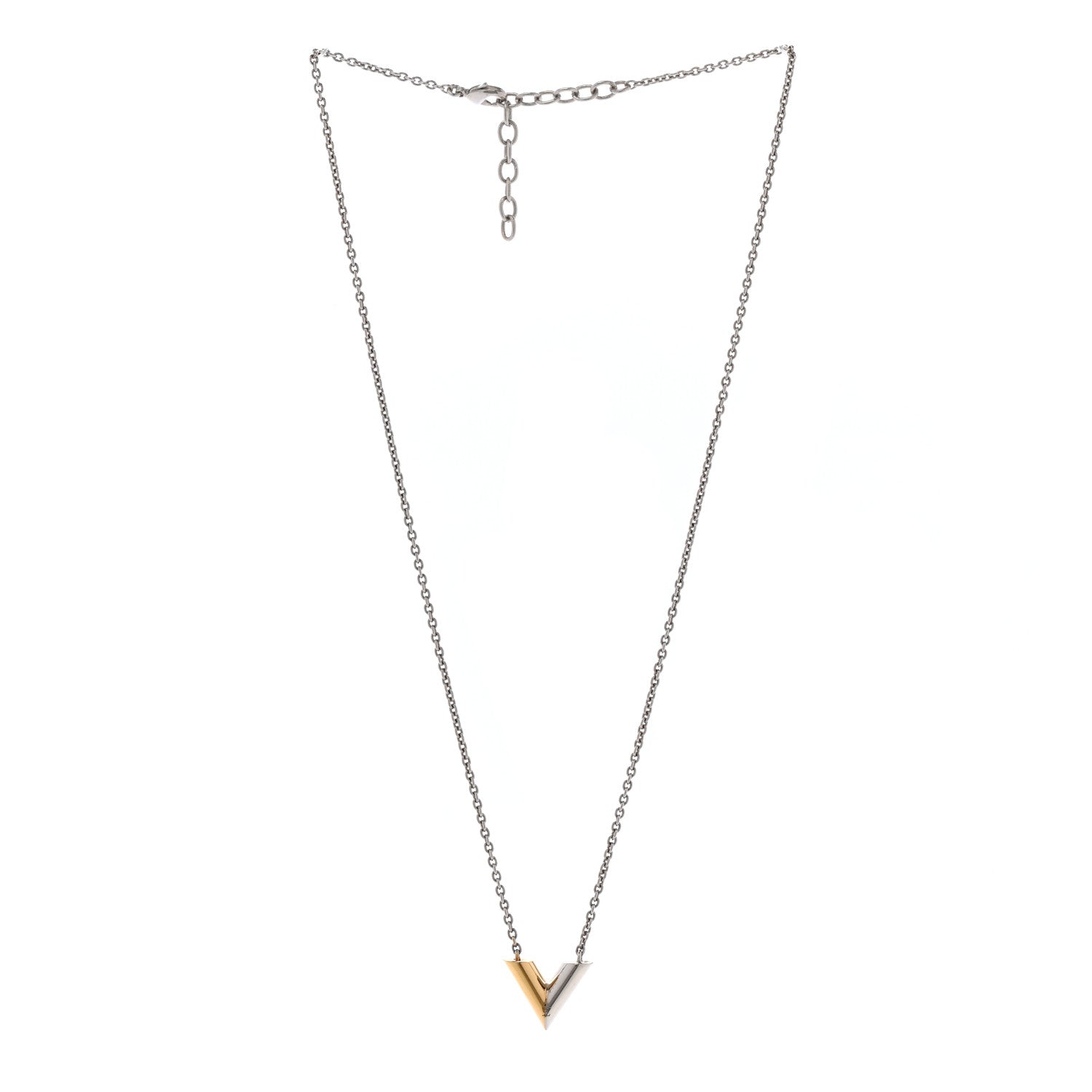 Louis Vuitton Essential V Uniformes Necklace Silver Gold 3 of 5