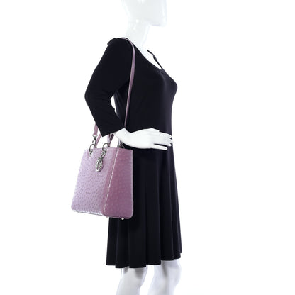 Christian Dior Ostrich Large Lady Dior Purple 2 of 9