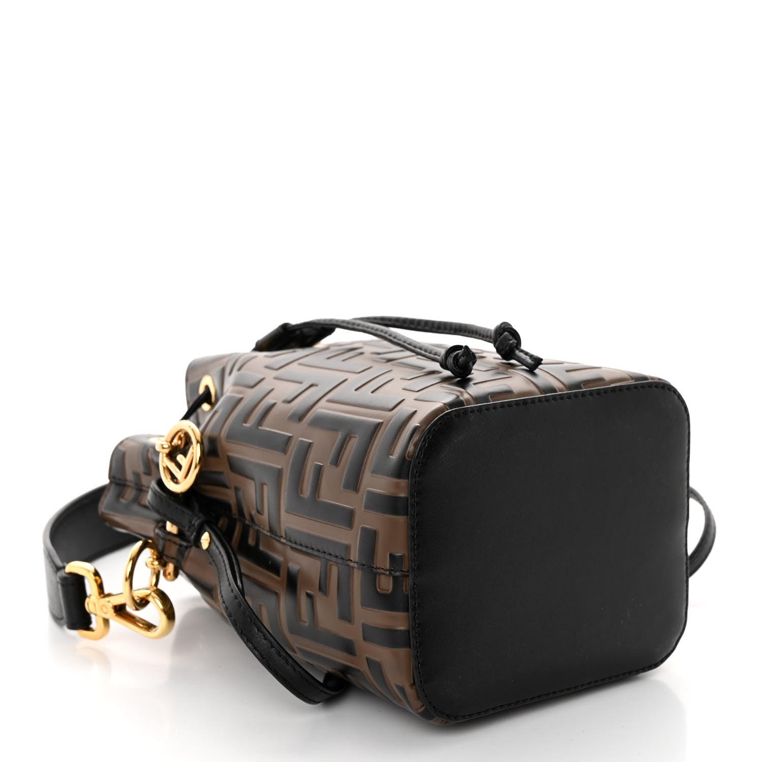 Fendi Vitello Liberty F is Fendi Bi-Color FF 1974 Embossed Mini Mon Tresor Bucket Bag Maya Black 4 of 10