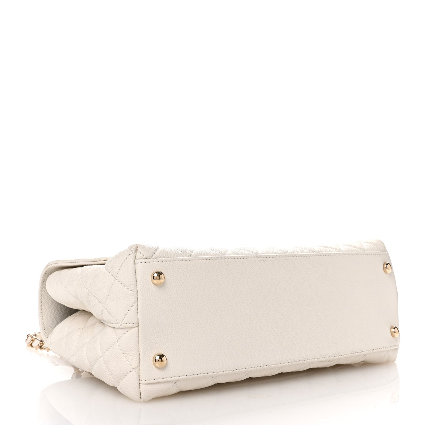 Caviar Quilted Small Coco Handle Flap White