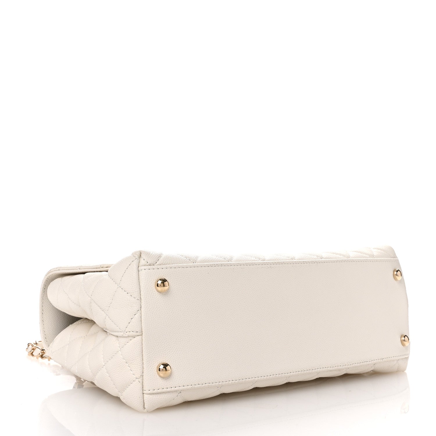 Chanel Caviar Quilted Small Coco Handle Flap White 4 of 11