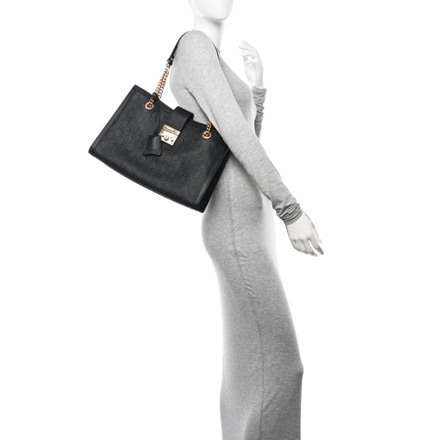 Guccissima Medium Padlock Tote Black