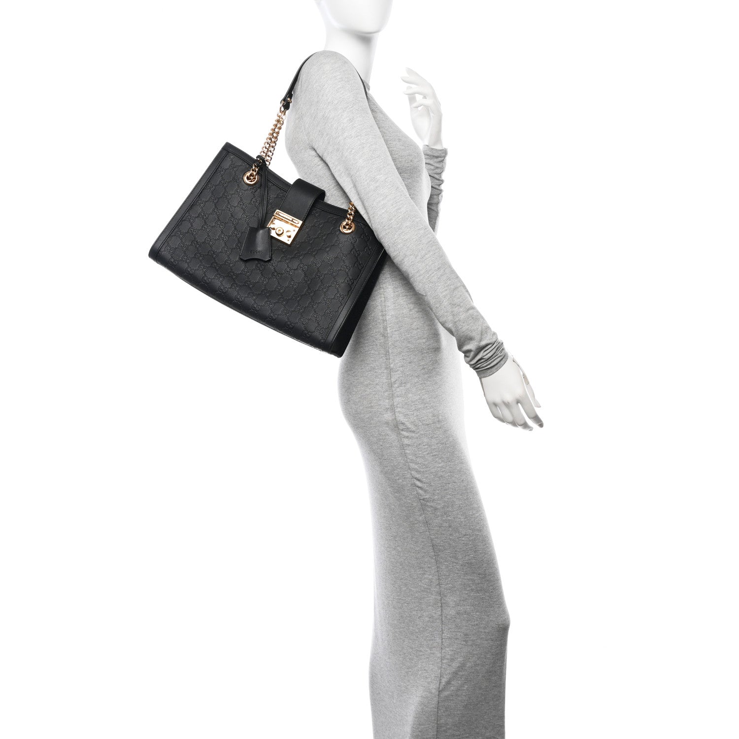 Gucci Guccissima Medium Padlock Tote Black 2 of 10