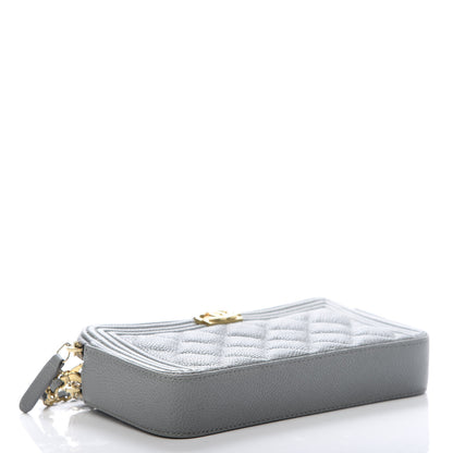 Chanel Caviar Quilted Small Boy Clutch With Chain Grey 4 of 16