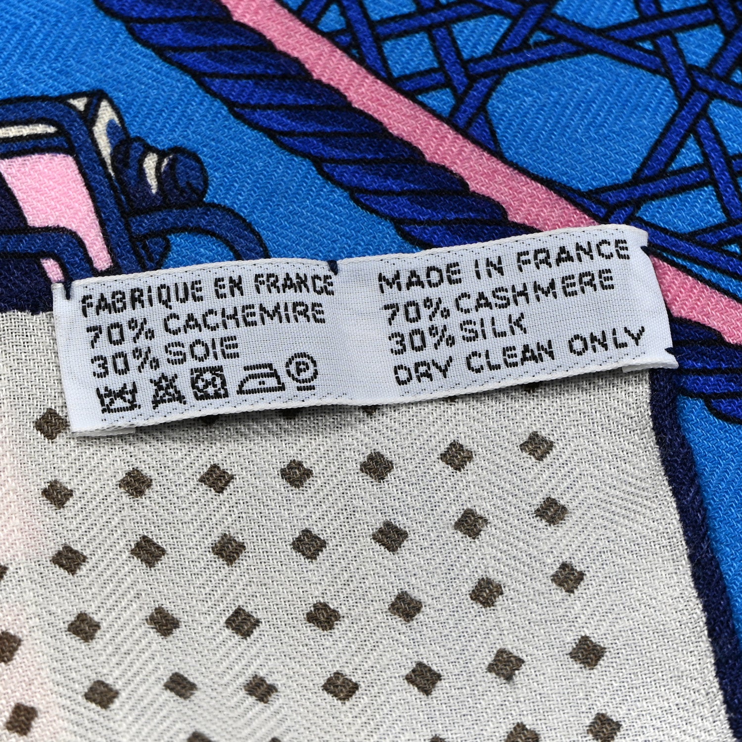 Hermes Cashmere Silk Les Voitures A Transformation Shawl 140 Bleu Azur Rose Blanc 2 of 3