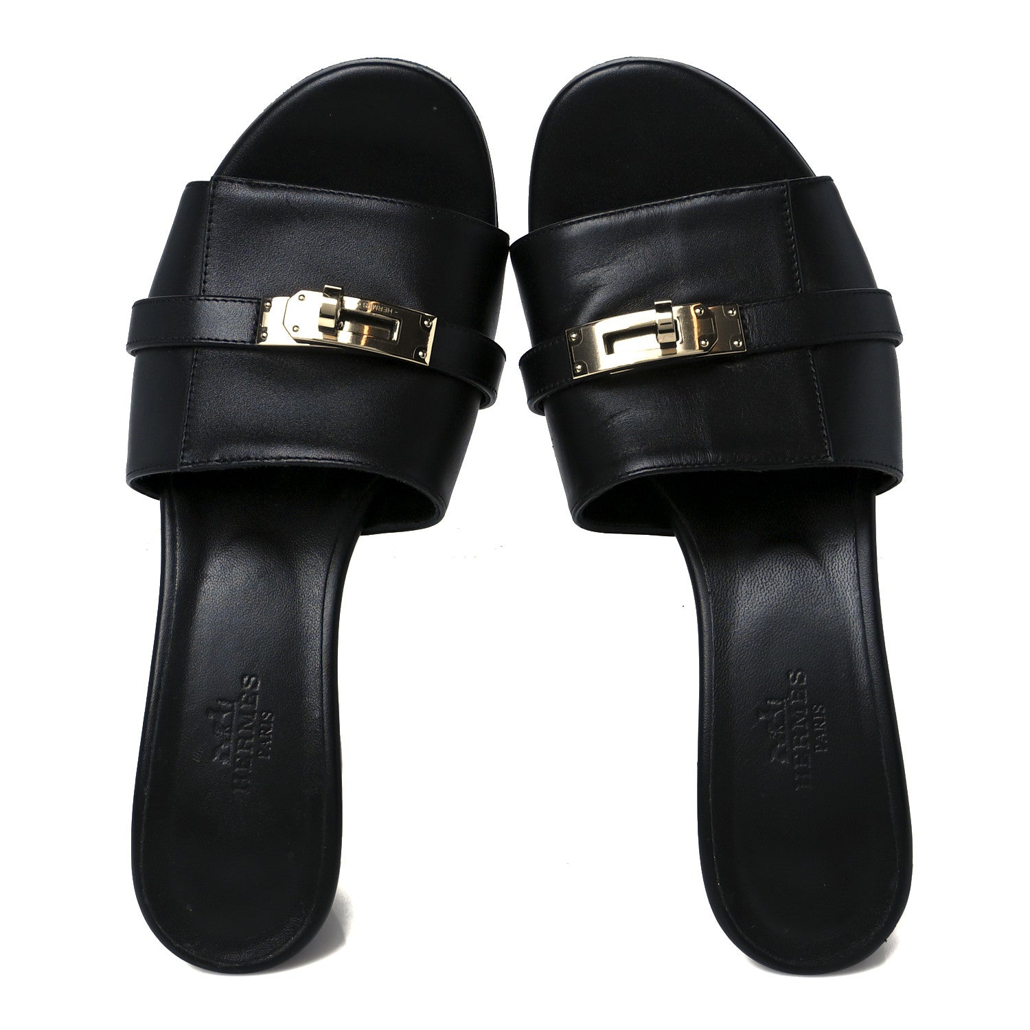 Hermes Calfskin Gigi 50 Sandals 36.5 Black 2 of 10