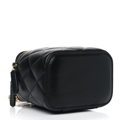 Chanel Lambskin Quilted Mini Pearl Crush Vanity Case With Chain Black 3 of 4